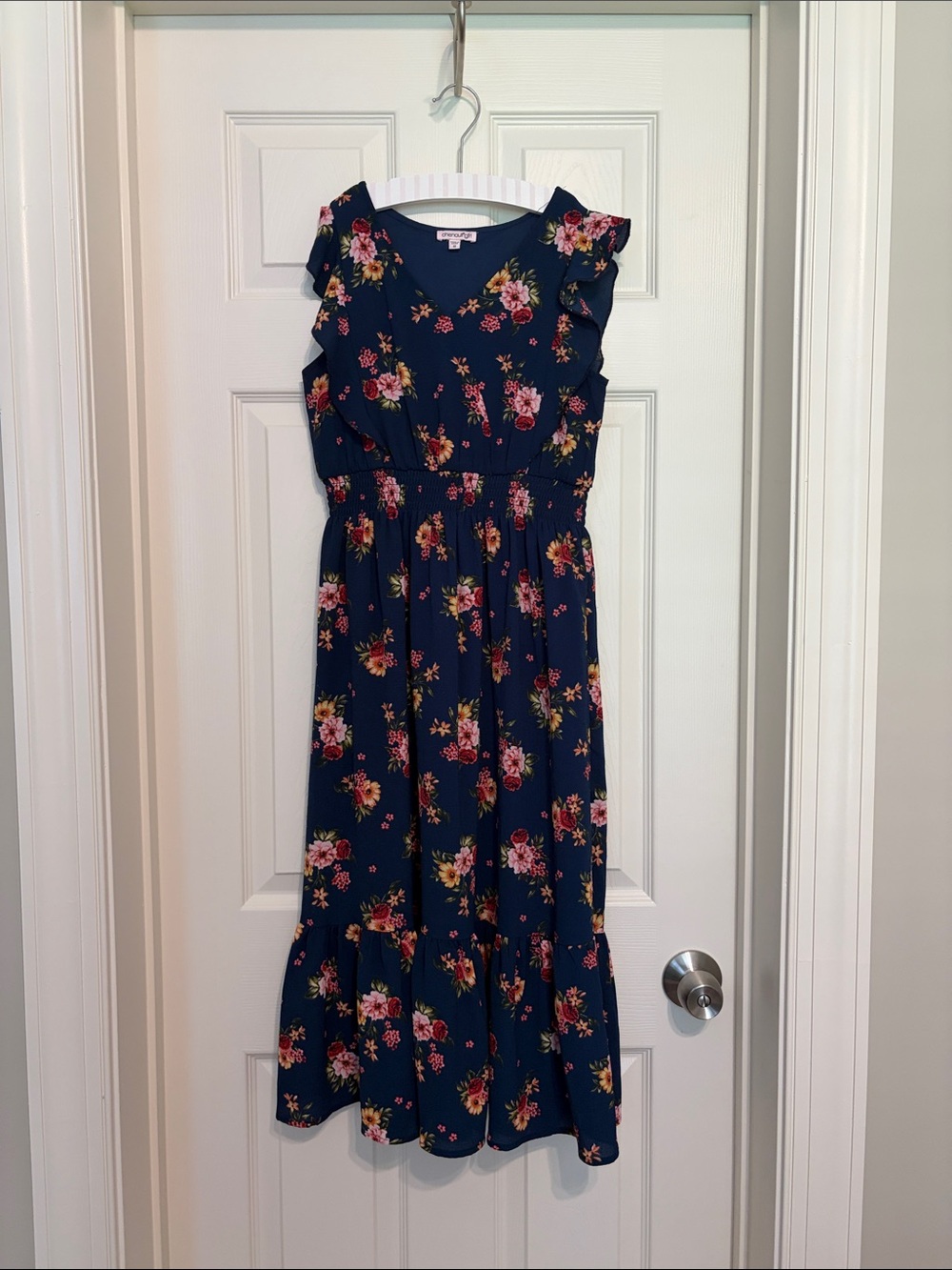 Chenault Girl navy maxi dress with floral design - Size 12